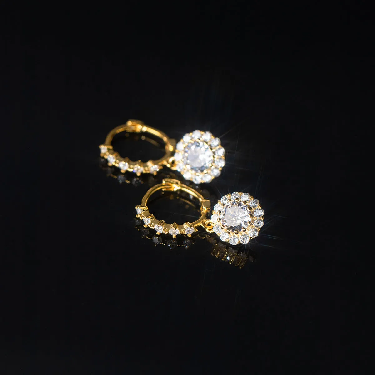 Round Dimond Drop Huggie Earrings-SH058