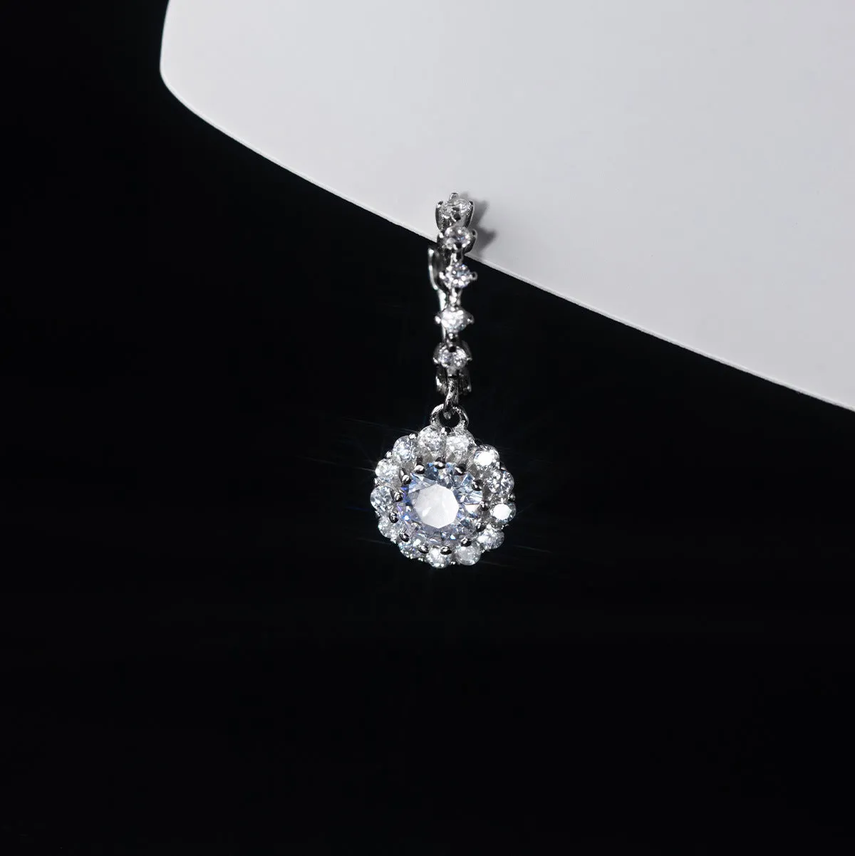 Round Dimond Drop Huggie Earrings-SH058