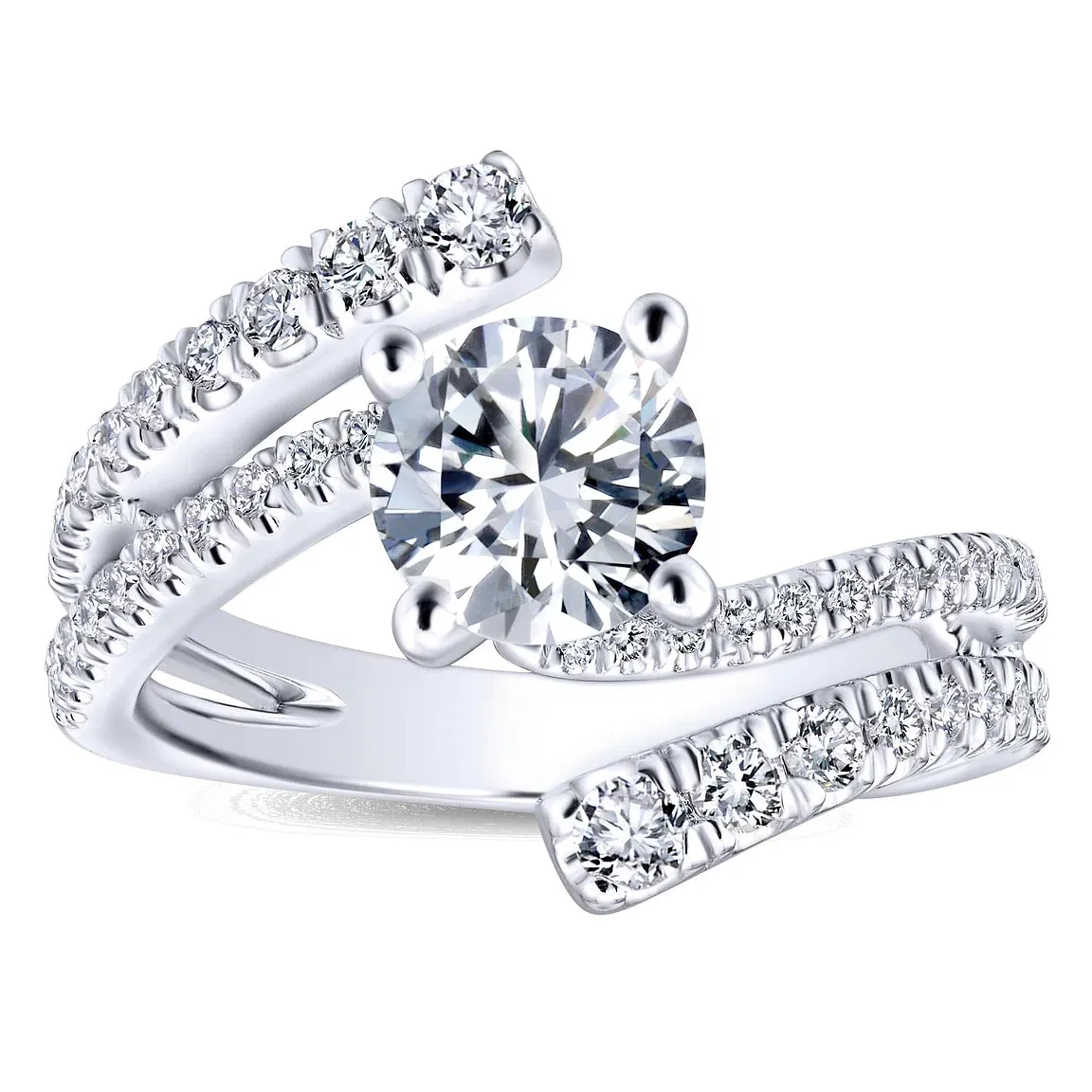 Round Free Form Bypass Diamond Engagement Ring Mounting