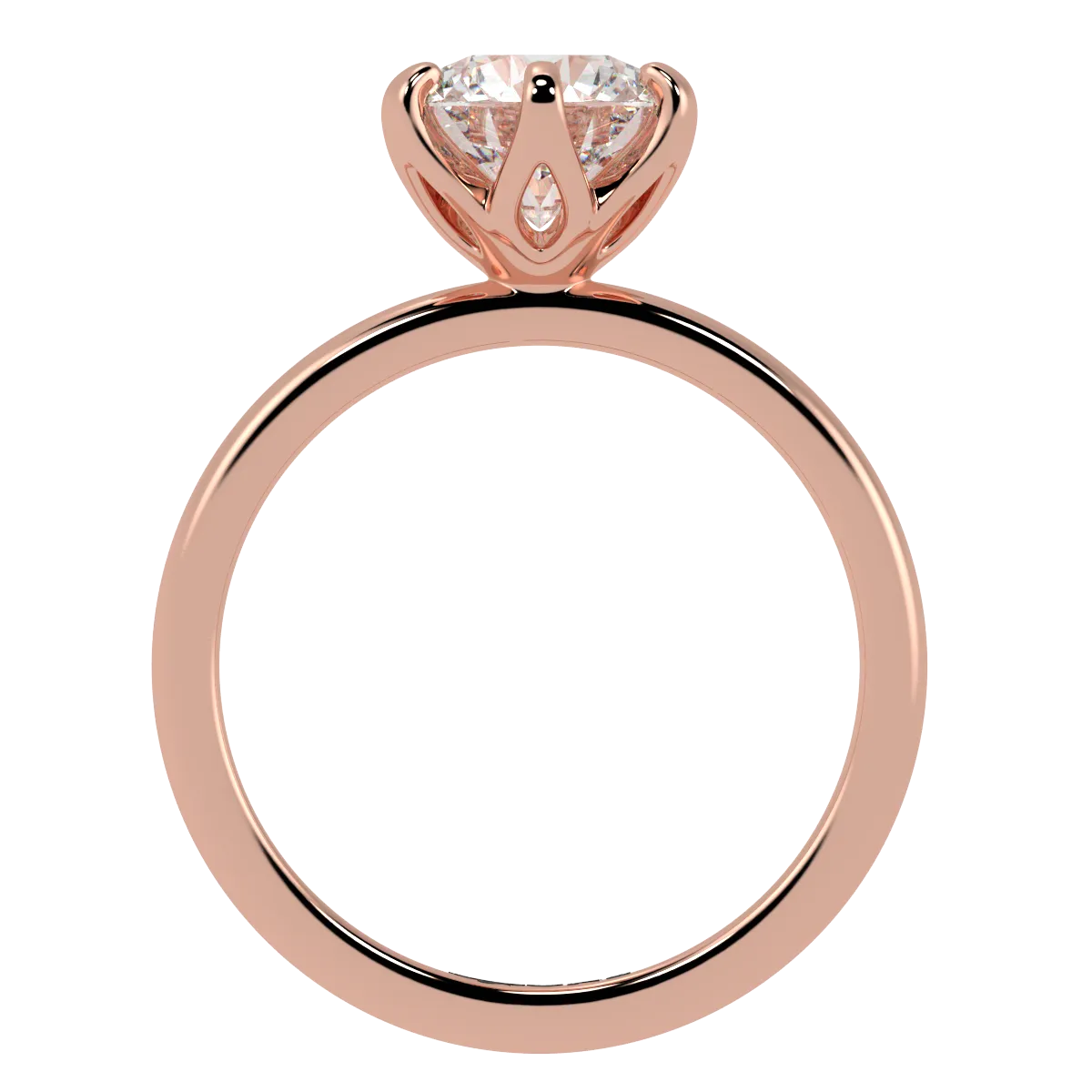 Round Petal Solitaire Engagement Ring
