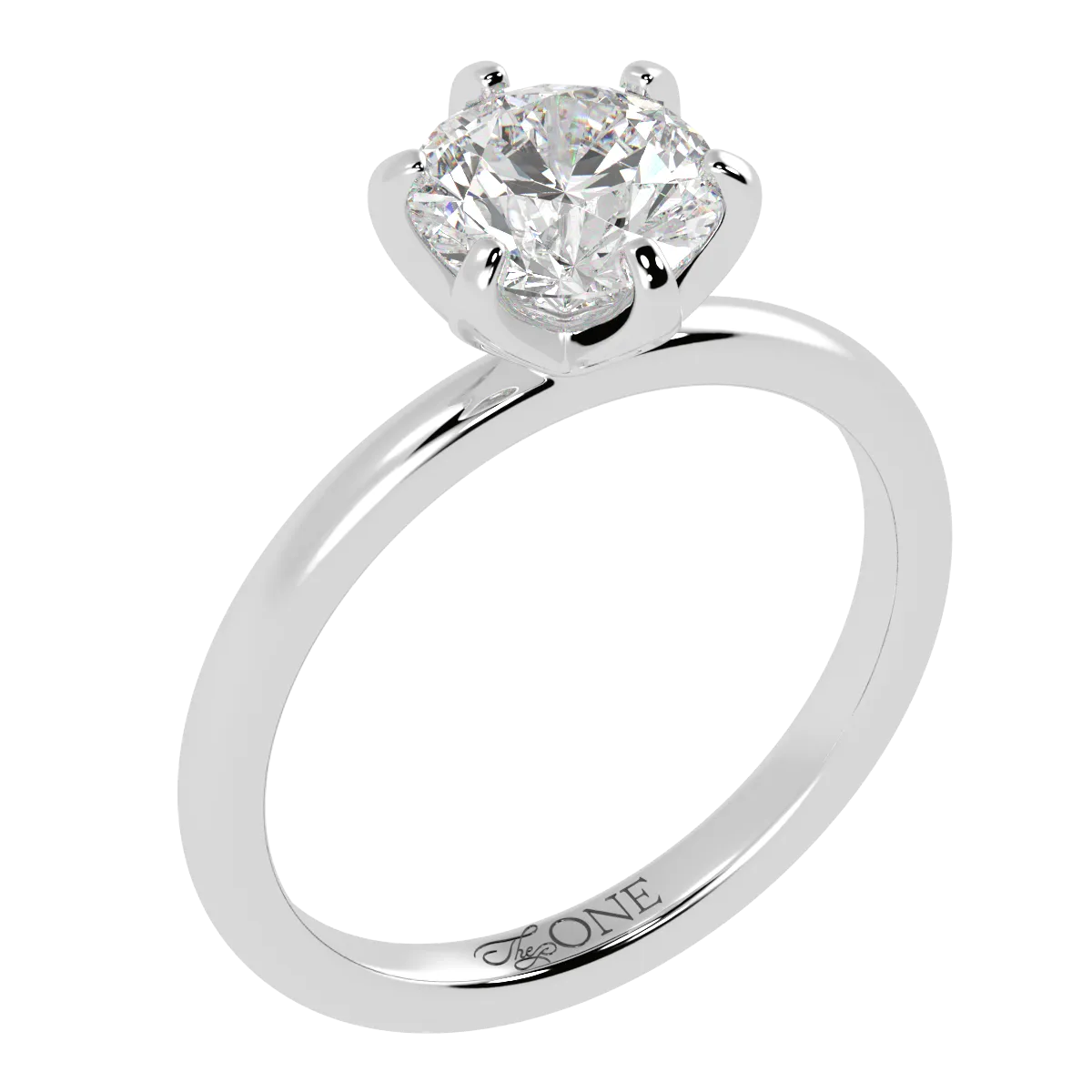 Round Petal Solitaire Engagement Ring