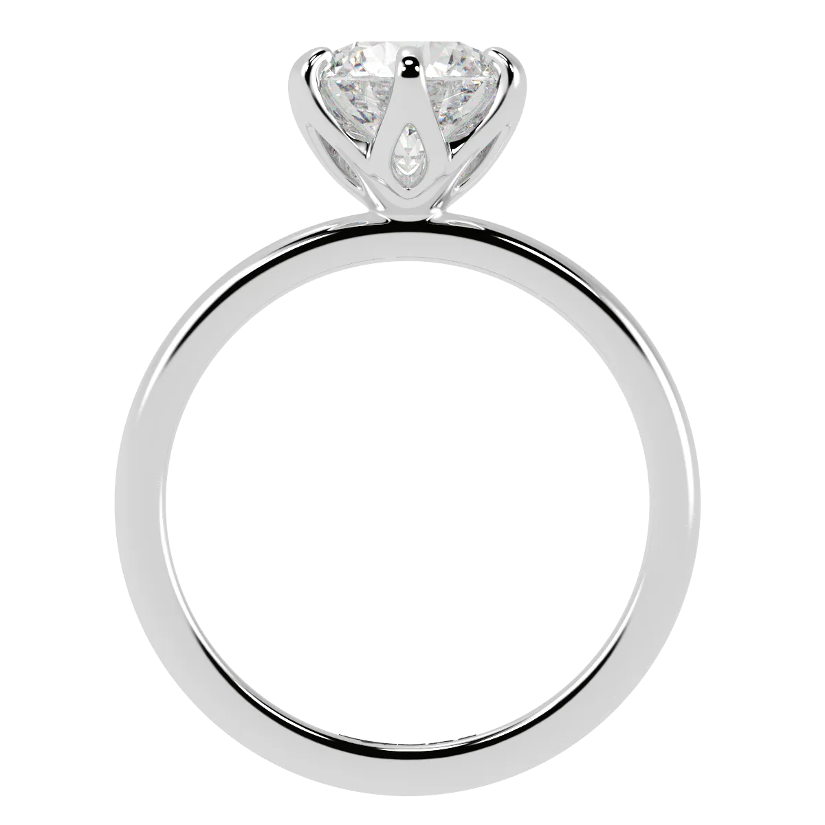 Round Petal Solitaire Engagement Ring