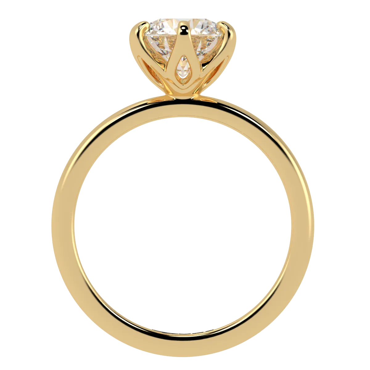 Round Petal Solitaire Engagement Ring