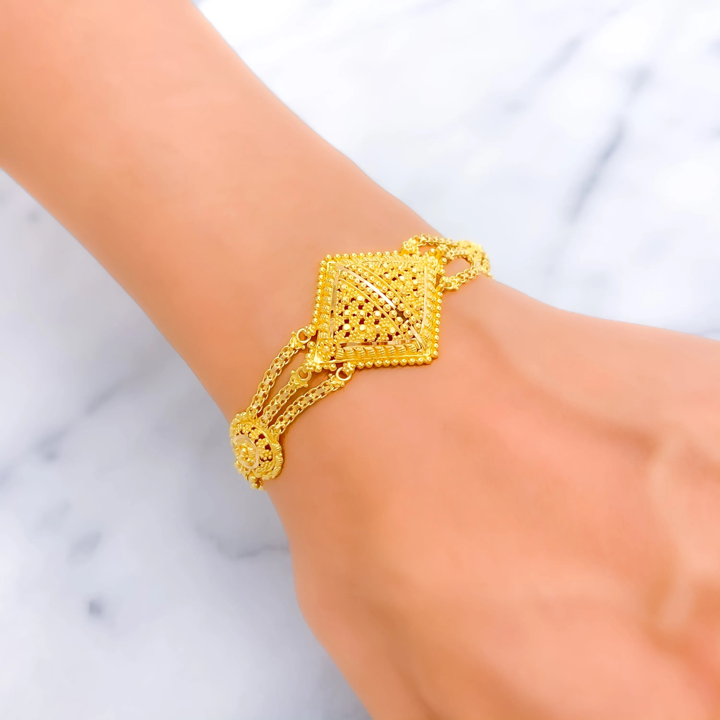 Royal Ethereal 22k Gold Semi-Statement Bracelet
