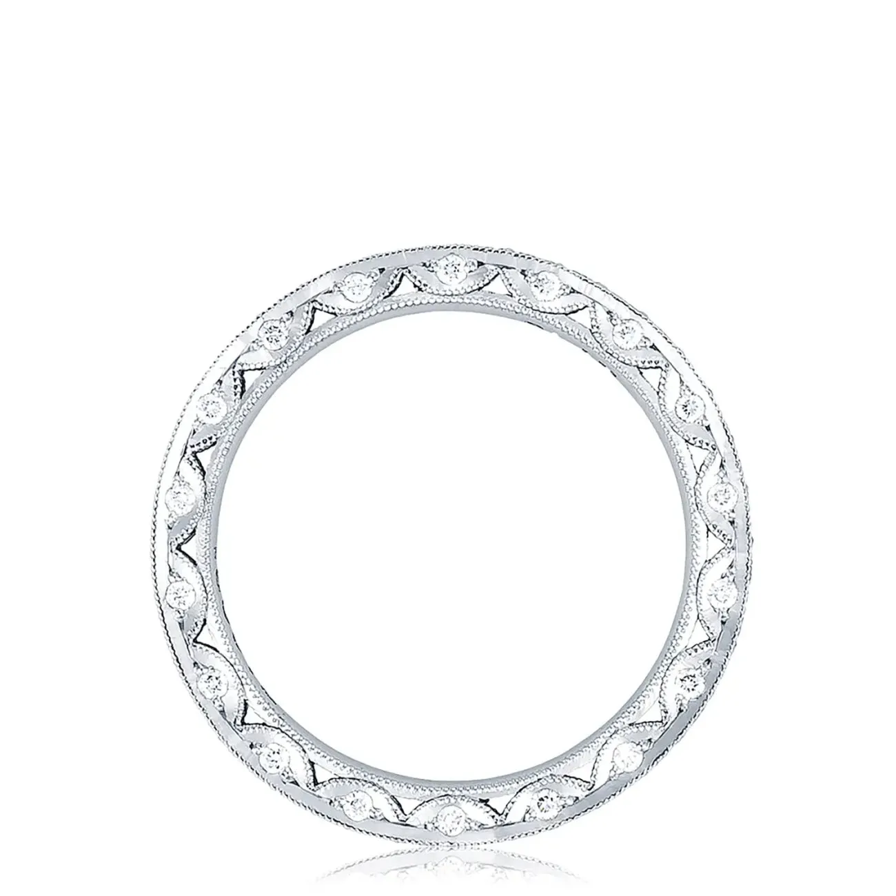 RoyalT Platinum Pavé Diamond Wedding Band Ring