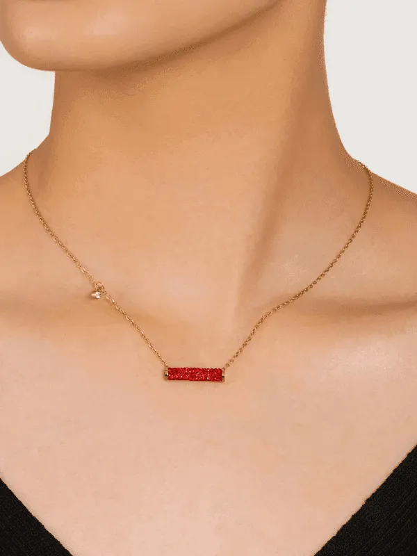 Ruby Red Rhinestone Pendant Women's Necklace