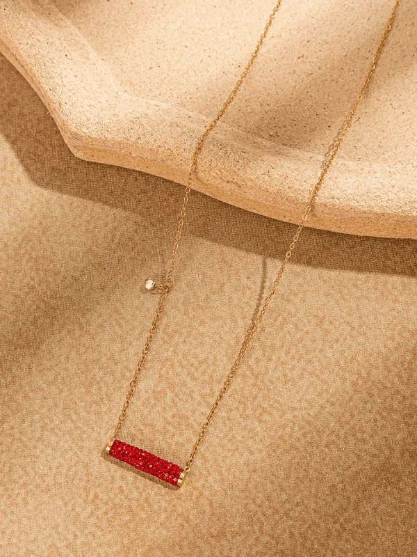 Ruby Red Rhinestone Pendant Women's Necklace