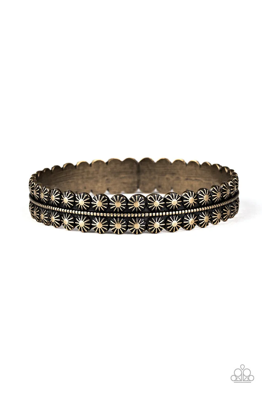 Rustic Relic - Brass - Studded Paparazzi Bangle Bracelet