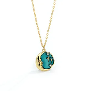 S925 Star & Moon Pendant Necklace Stunning Silver Jewelry