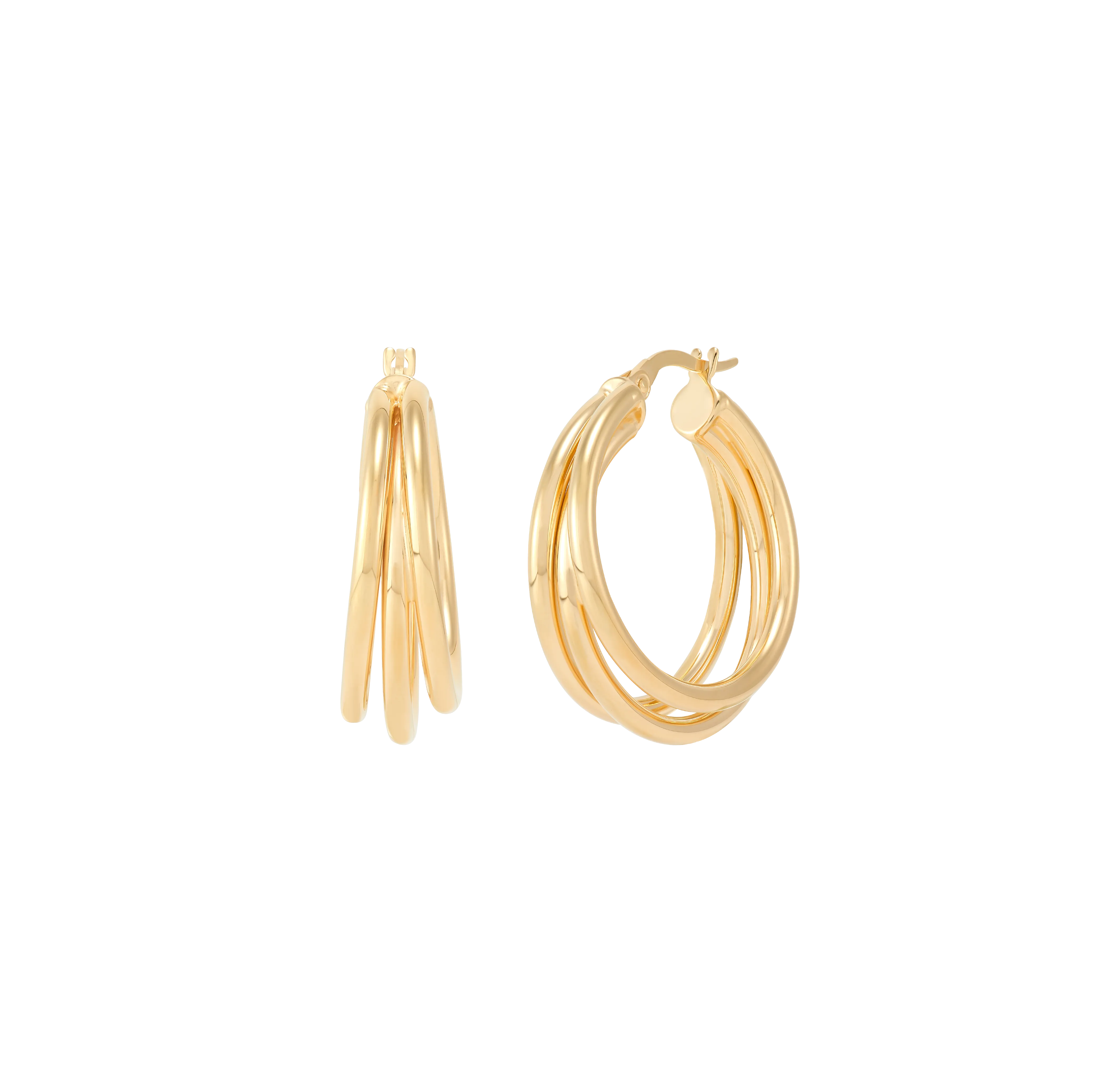 Sabel Collection Yellow Gold Triple Row Hoop Earrings