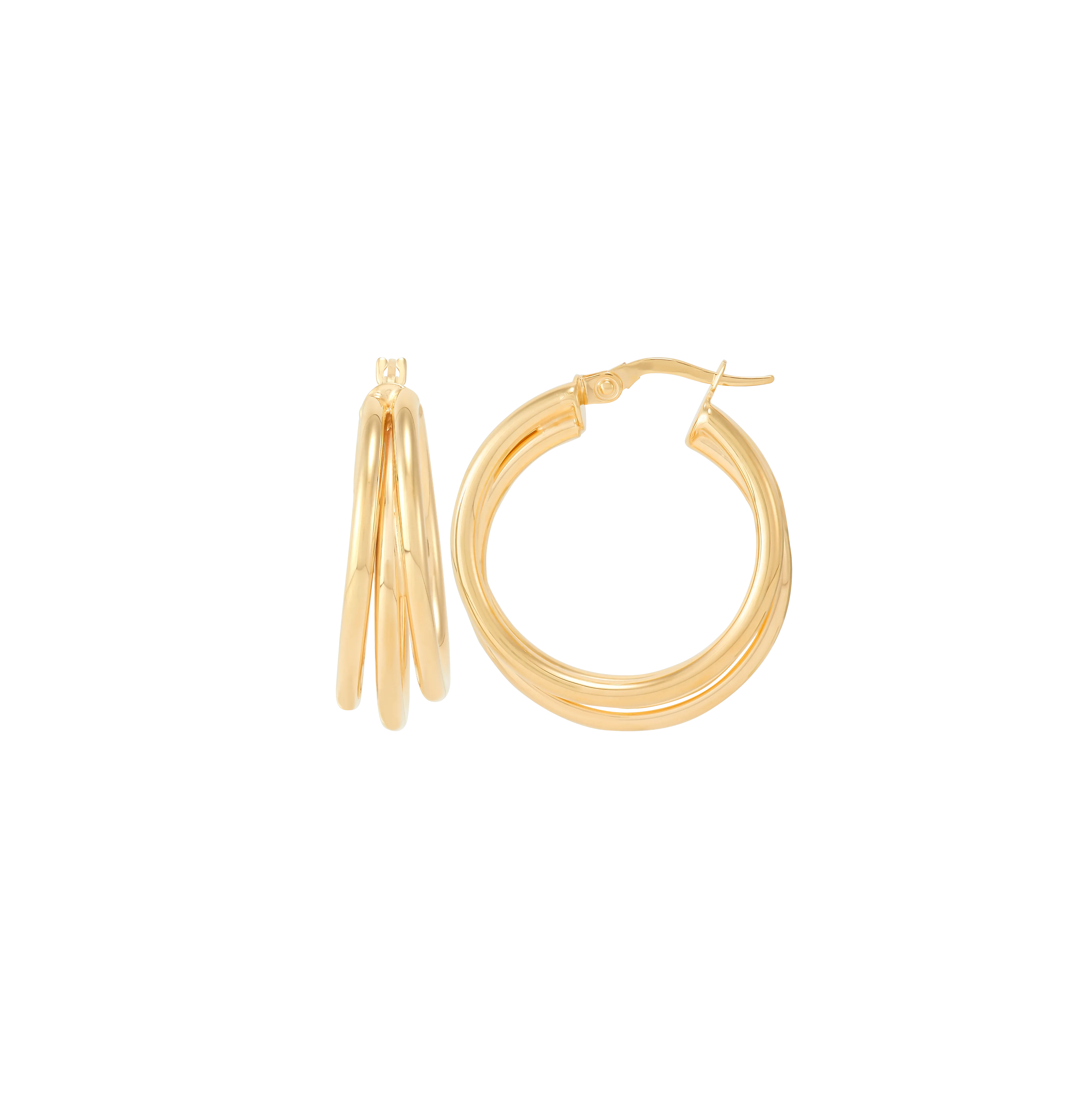 Sabel Collection Yellow Gold Triple Row Hoop Earrings