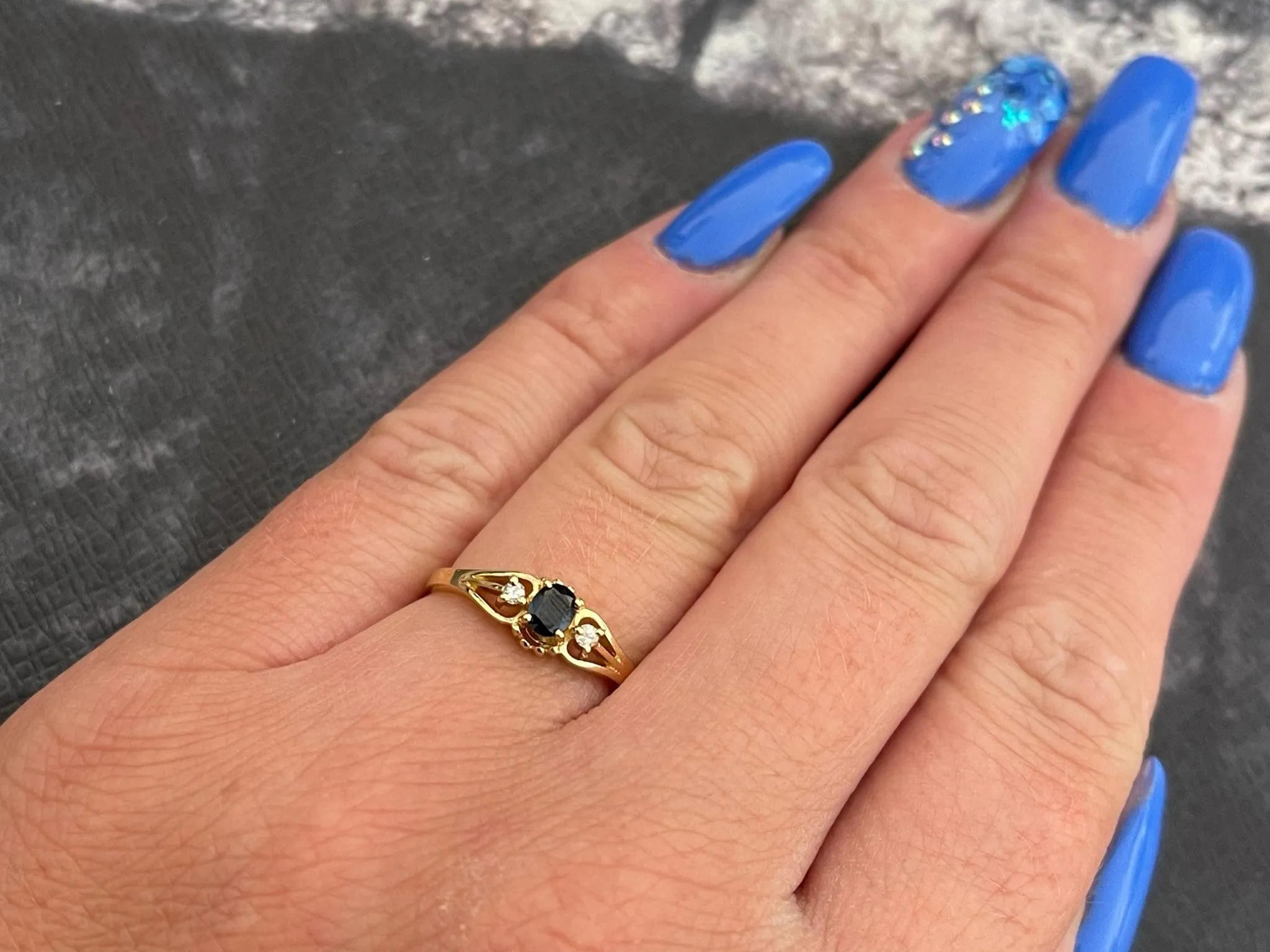 Sapphire and Diamond Ring in 14k Yellow Gold