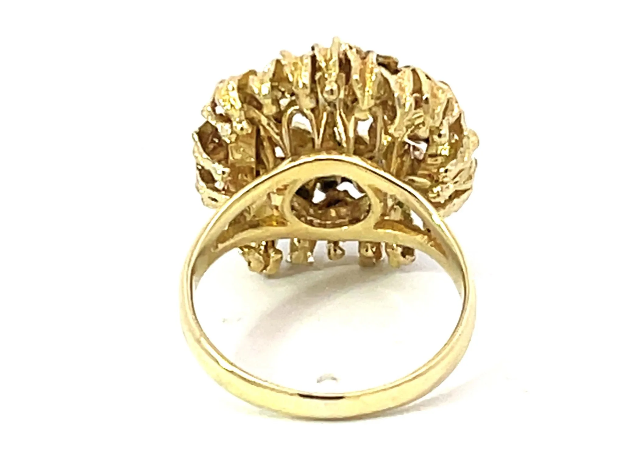 Sapphire Green Enamel Flowers Flower Ring Solid 18k Yellow Gold