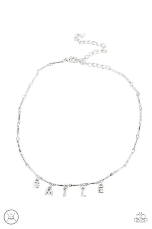 Say My Name - Silver - "Smile" Letter Charms Inspirational Paparazzi Choker Necklace