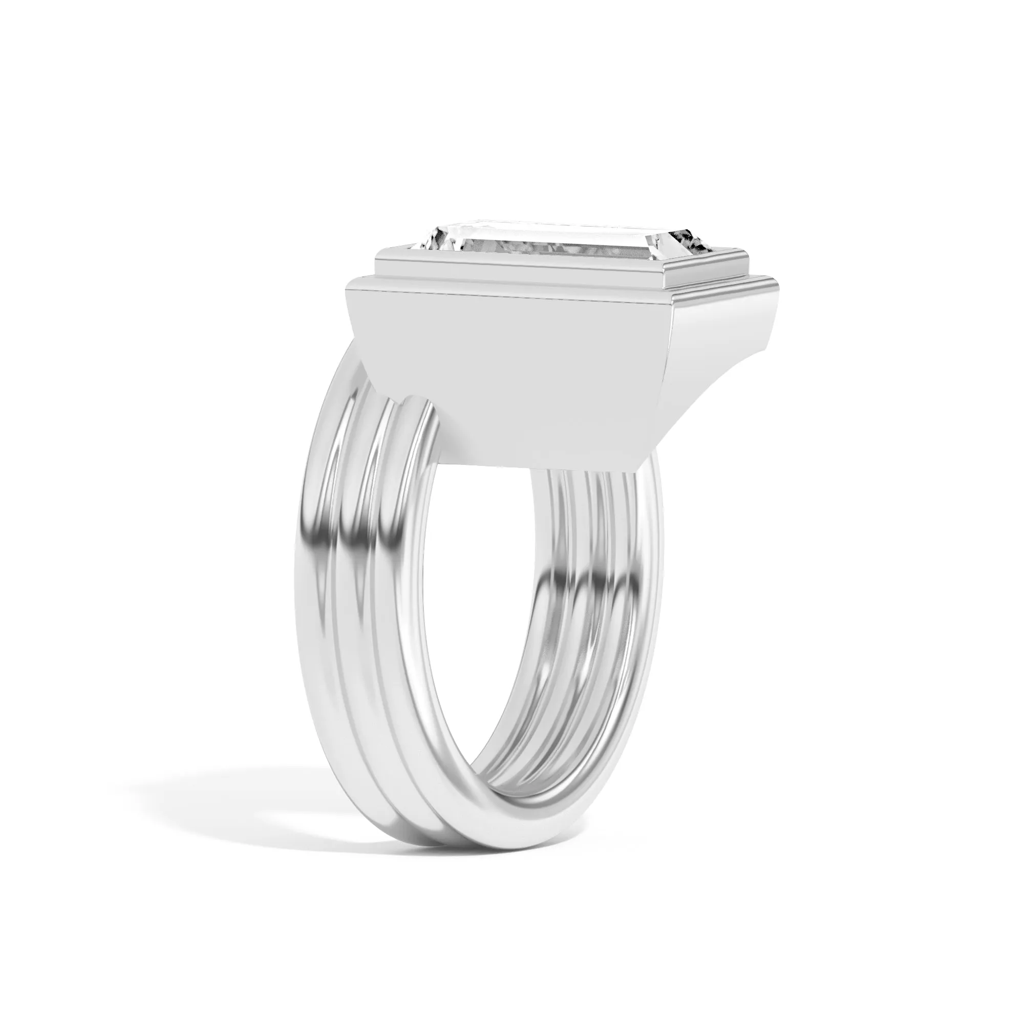Scarpa Baguette Offset Double Bezel Ring