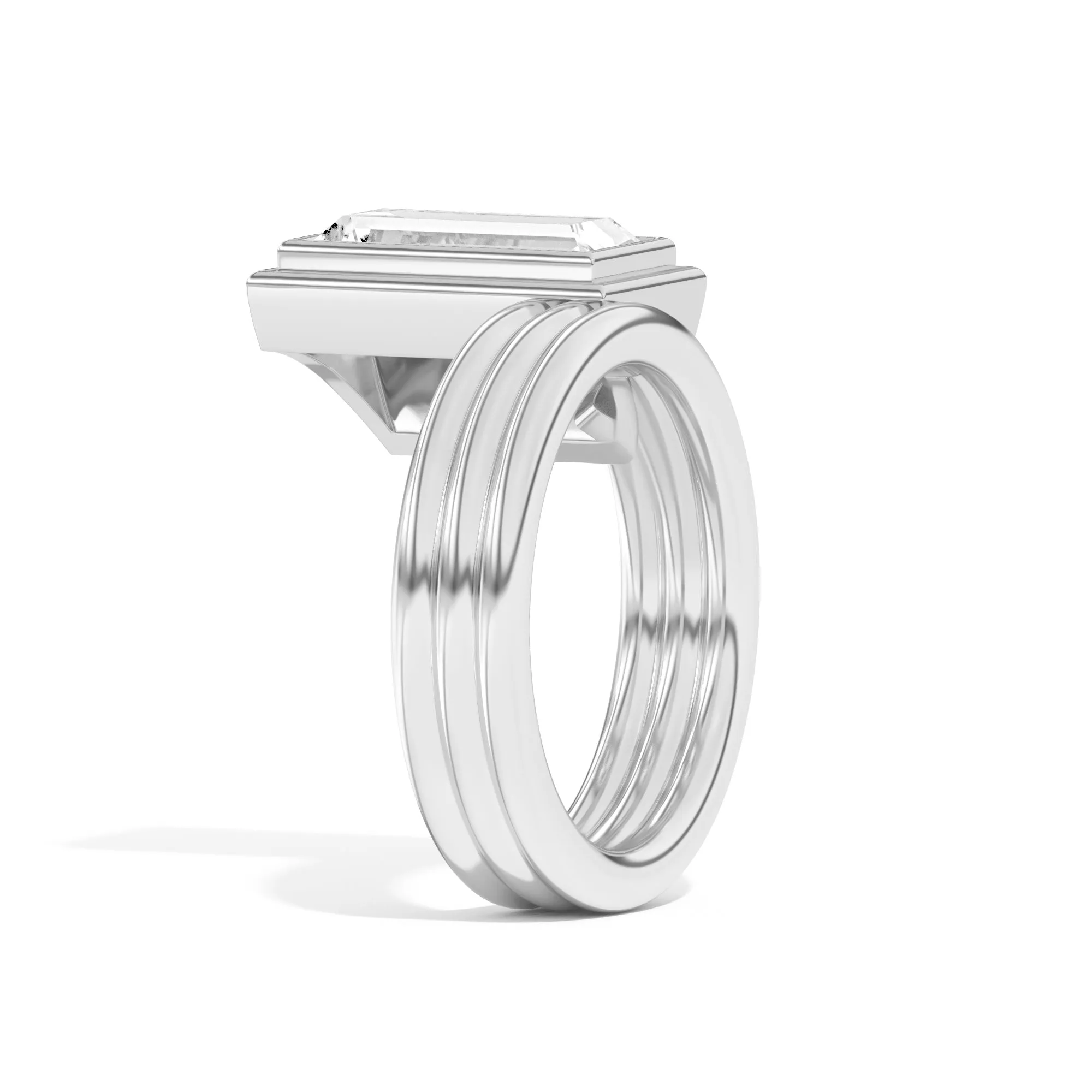 Scarpa Baguette Offset Double Bezel Ring