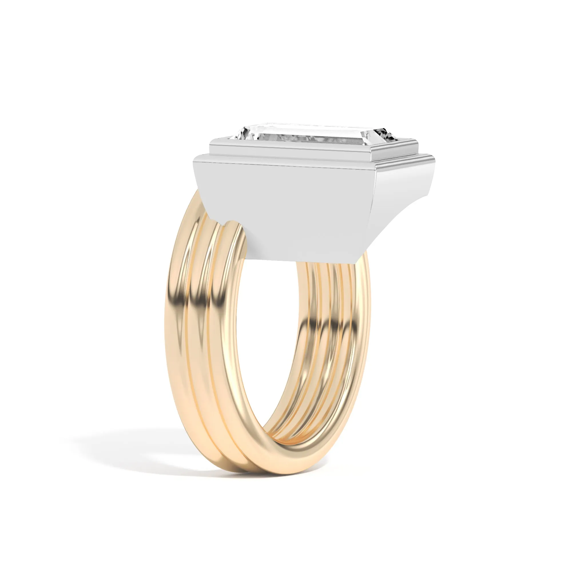 Scarpa Baguette Offset Double Bezel Ring