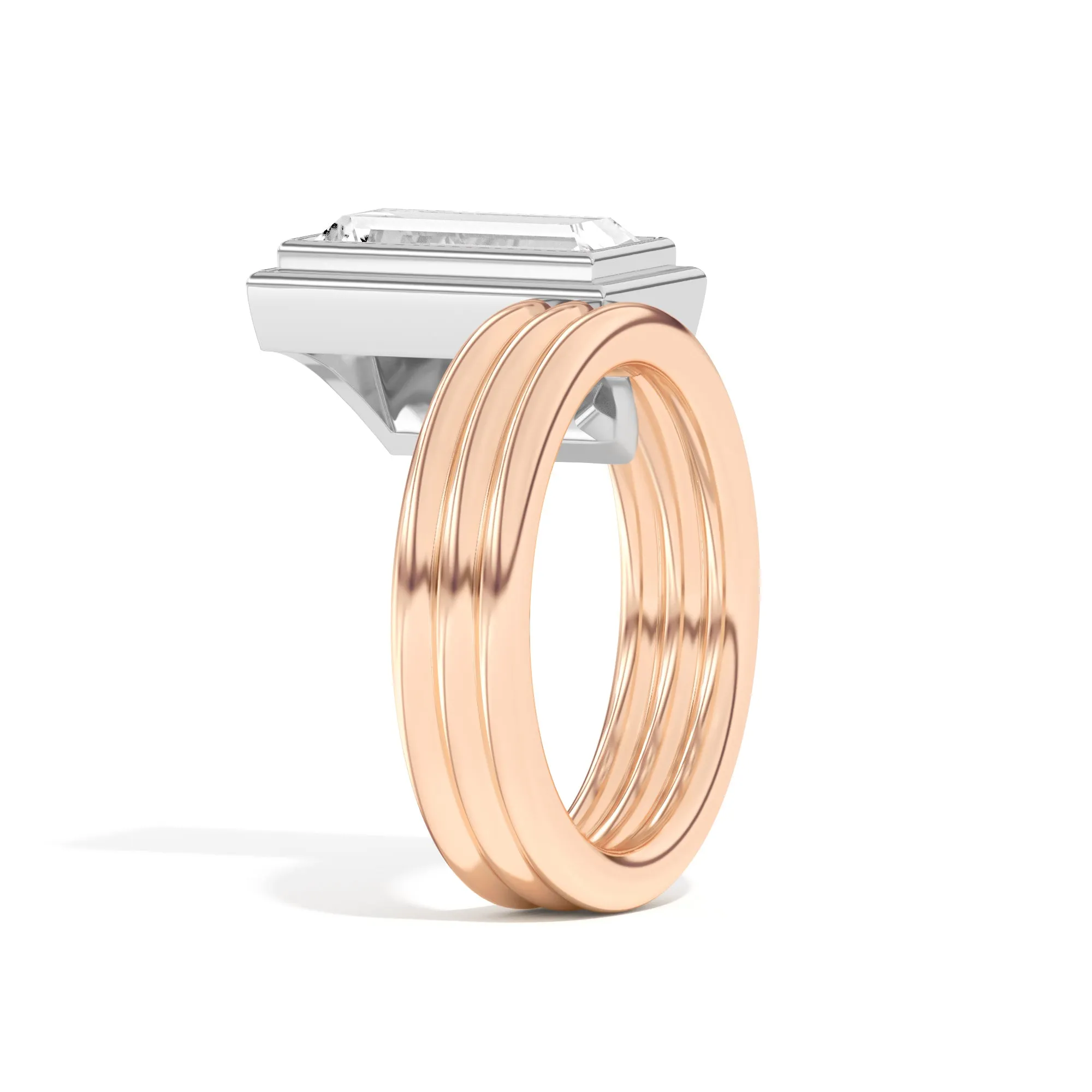 Scarpa Baguette Offset Double Bezel Ring