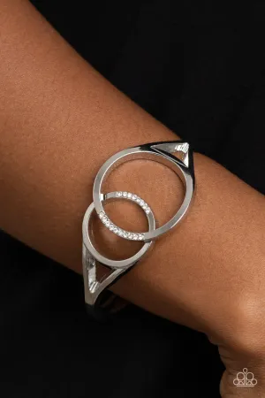 Scope of Expertise - White - Rhinestone Overlapping Circles Paparazzi Hinge Bracelet