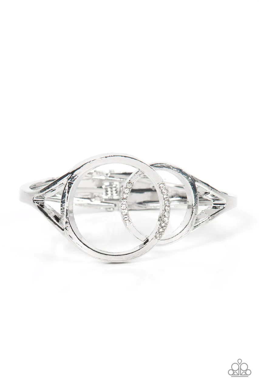 Scope of Expertise - White - Rhinestone Overlapping Circles Paparazzi Hinge Bracelet