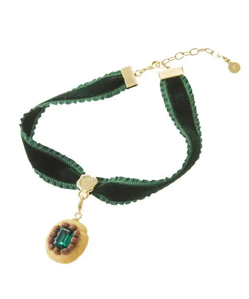 Selectable Happiness Velvet Ribbon Choker (Green)【Japan Jewelry】
