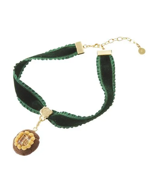 Selectable Happiness Velvet Ribbon Choker (Green)【Japan Jewelry】