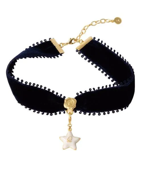 Selectable Happiness Velvet Ribbon Choker (Navy Blue)【Japan Jewelry】