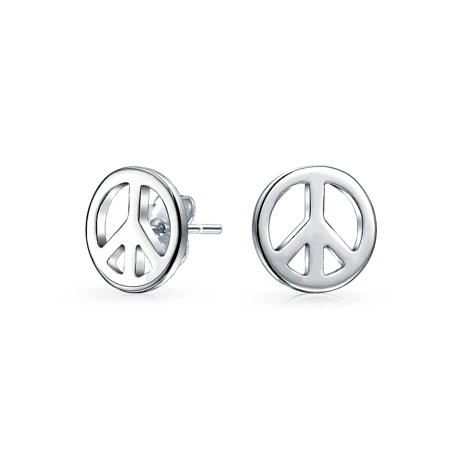 Set of 2 Dainty World Peace Sign Stud Earrings Gold Plated Sterling Silver