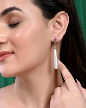 Set Of 2 Korean Drop Earrings - Gold Plated and Silver Plated With White Pearl-VOJ275