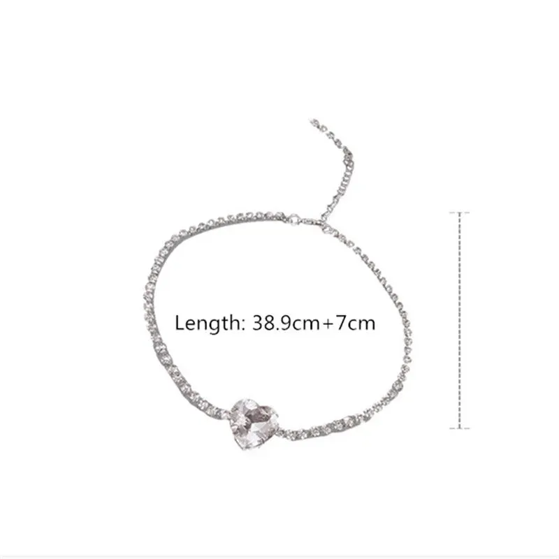 Shine Big Heart Crystal Choker Necklaces for Women Geometric Rhinestones Necklaces Statement Jewelry Party Gifts