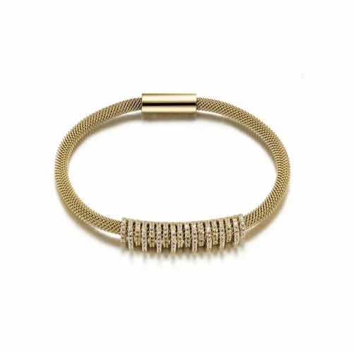 Shiny CZ Mesh Bracelet - Elegant Gold & Silver Bangle for Women on Sale