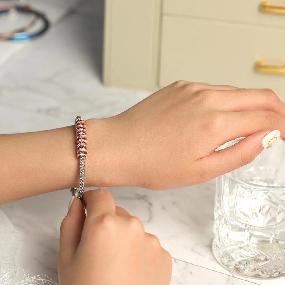 Shiny CZ Mesh Bracelet - Elegant Gold & Silver Bangle for Women on Sale