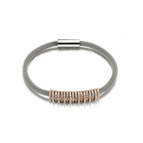 Shiny CZ Mesh Bracelet - Elegant Gold & Silver Bangle for Women on Sale