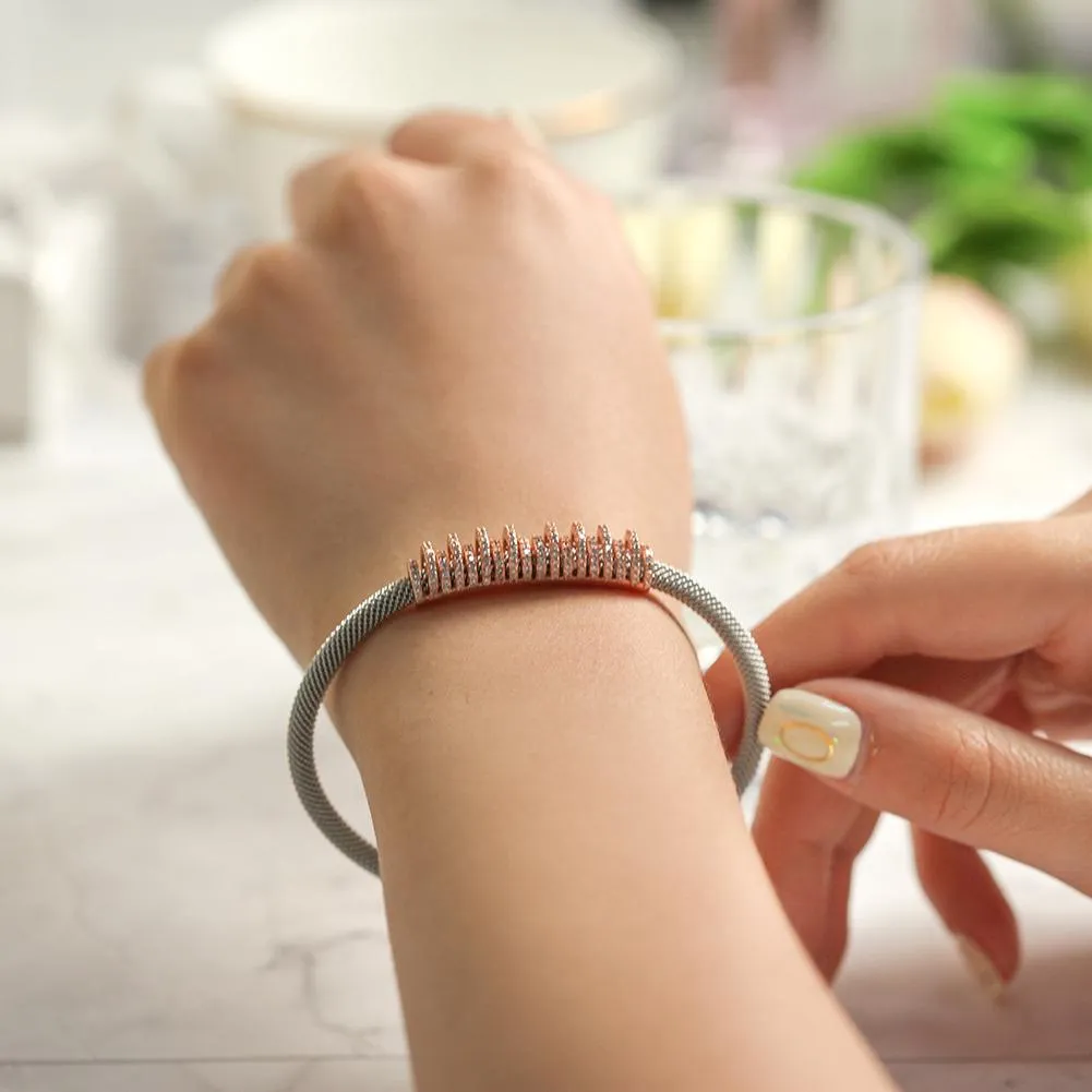 Shiny CZ Mesh Bracelet - Elegant Gold & Silver Bangle for Women on Sale