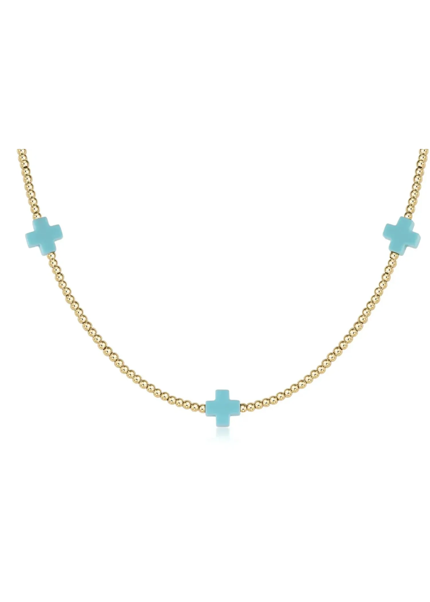 SIGNATURE CROSS CHOKER NECKLACE - TURQUOISE