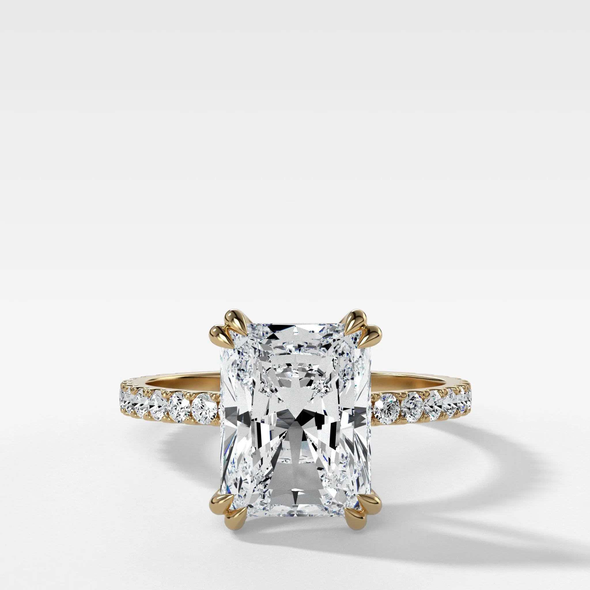 Signature Pavé Engagement Ring With Elongated Radiant Cut Diamond