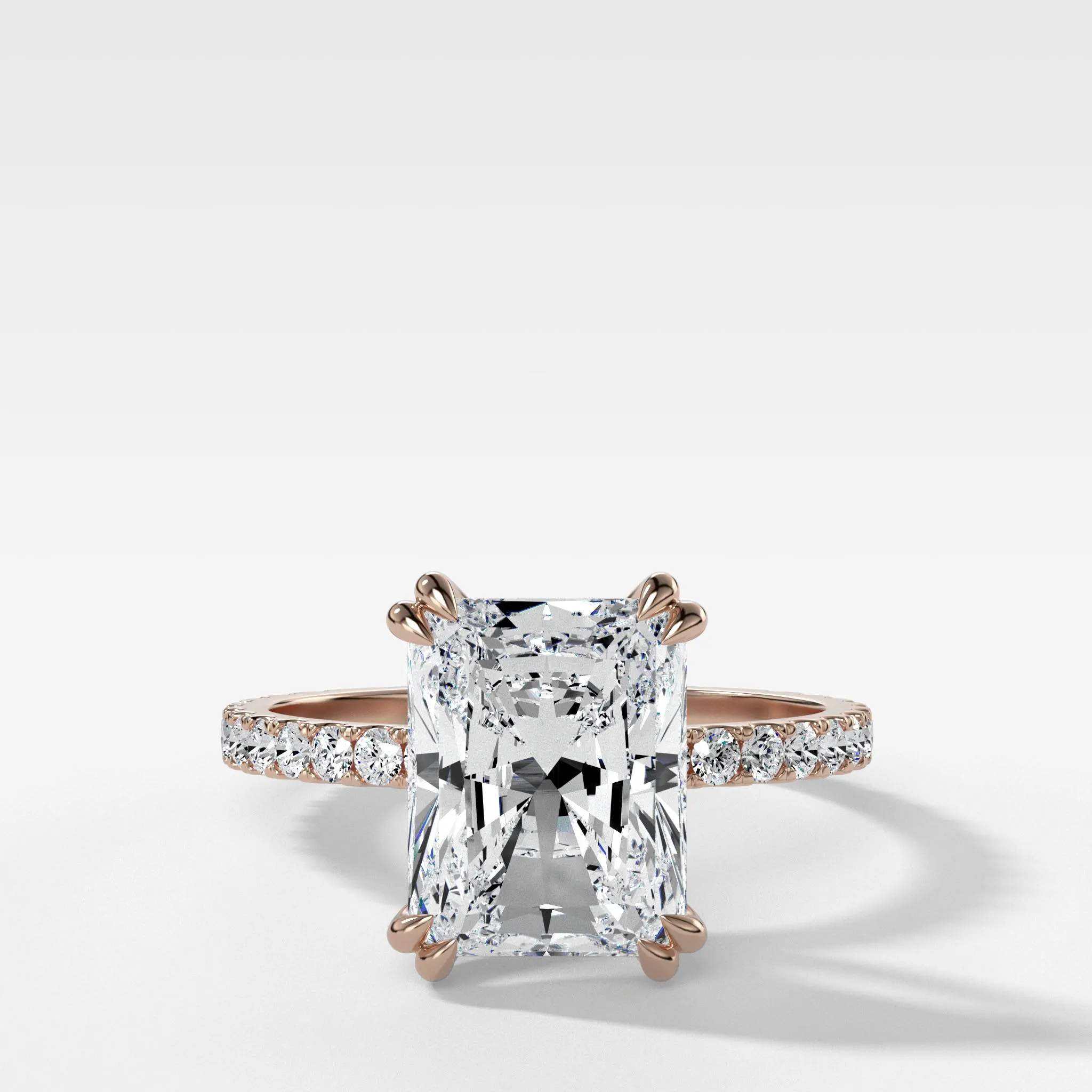 Signature Pavé Engagement Ring With Elongated Radiant Cut Diamond
