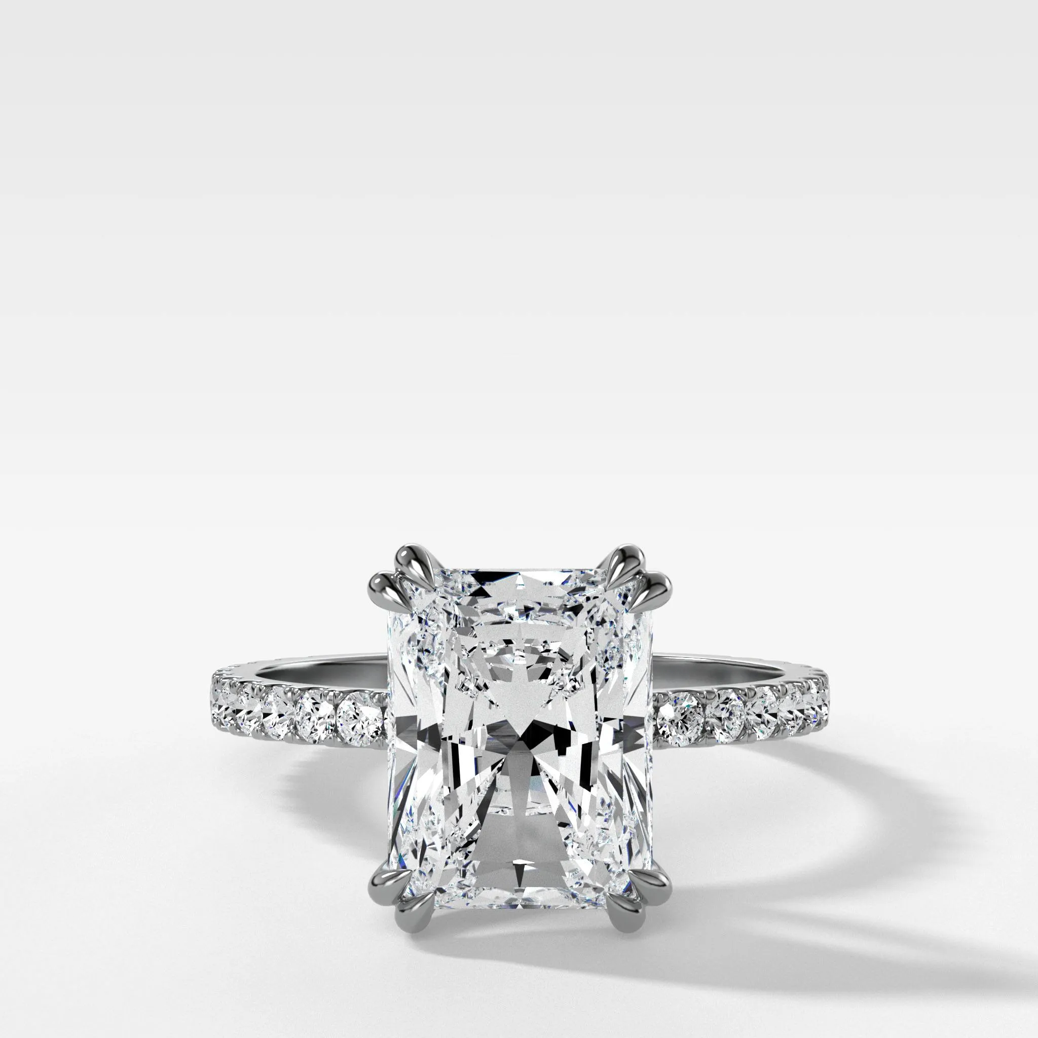 Signature Pavé Engagement Ring With Elongated Radiant Cut Diamond