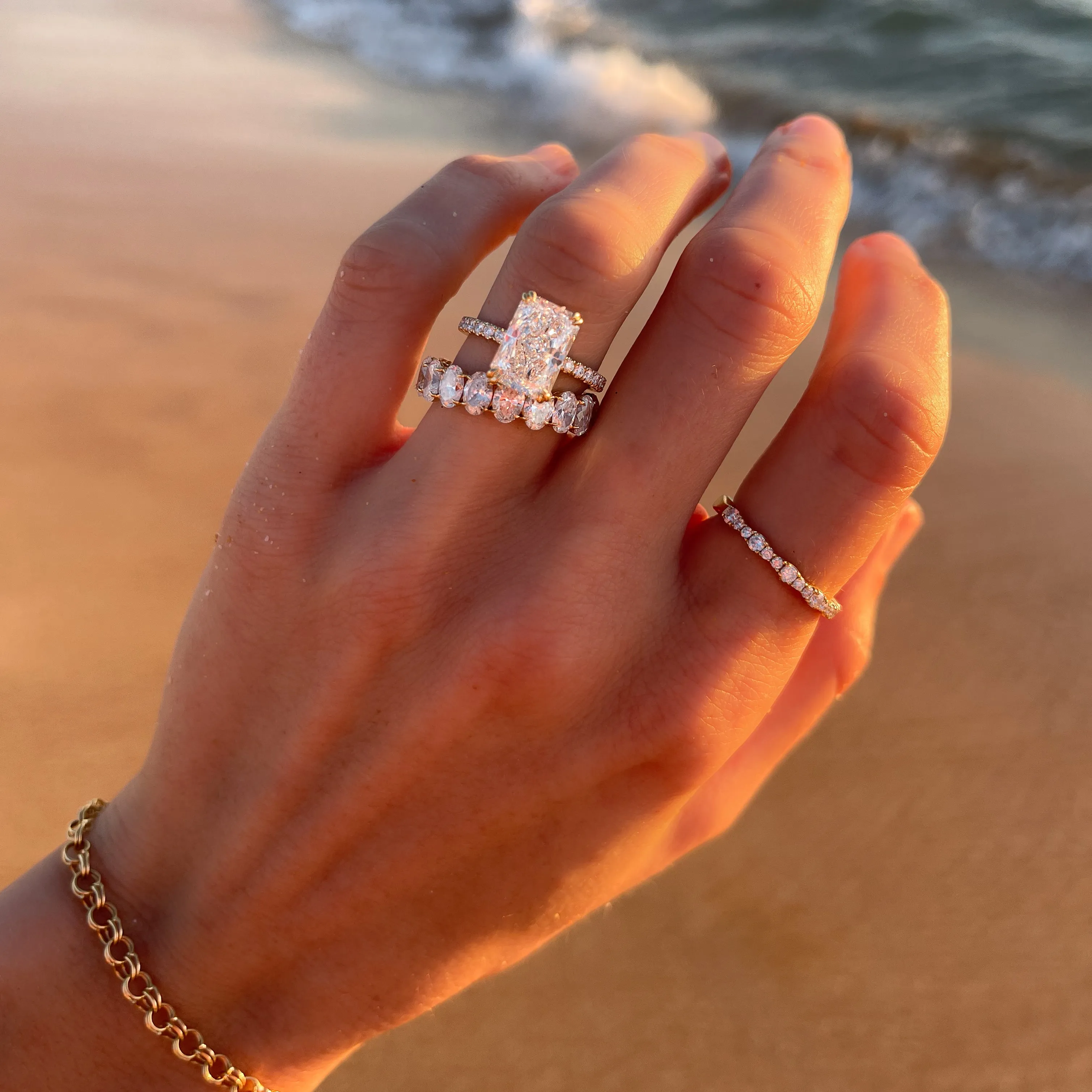 Signature Pavé Engagement Ring With Elongated Radiant Cut Diamond
