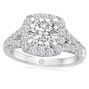 Signature Pave Split Shank Diamond Engagement Ring