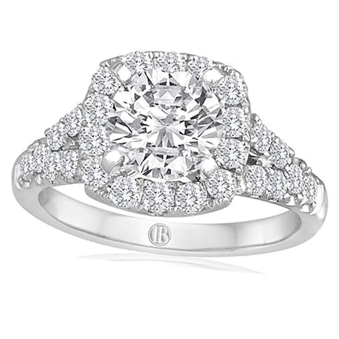 Signature Pave Split Shank Diamond Engagement Ring