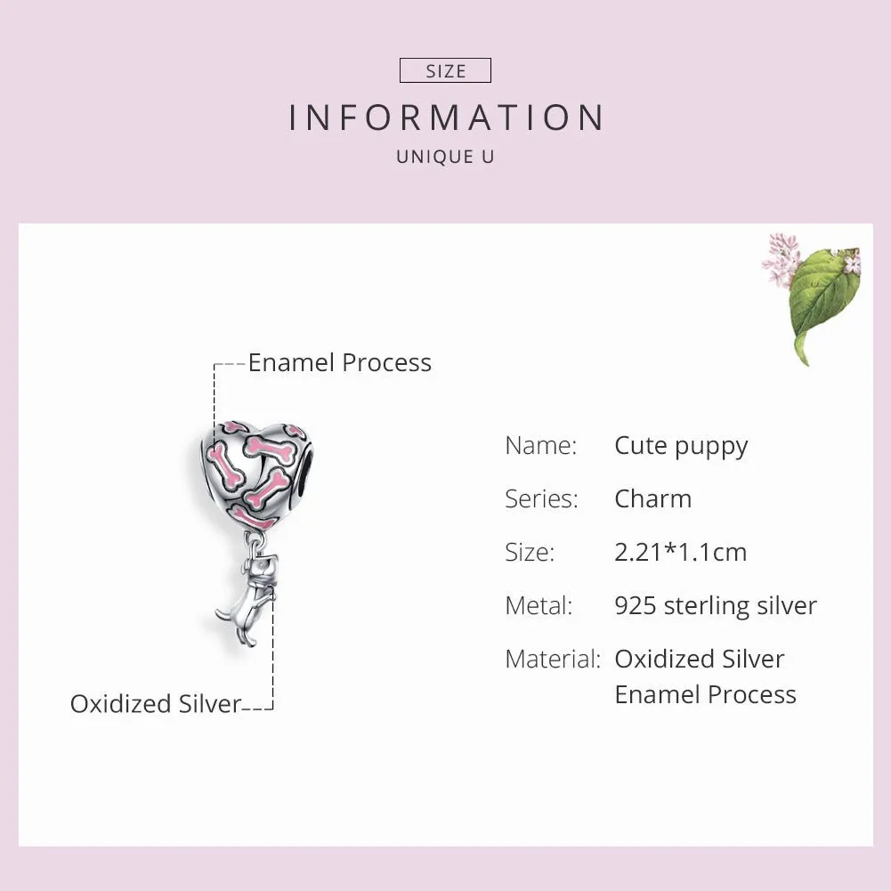 Silver & Pink Puppy Charm