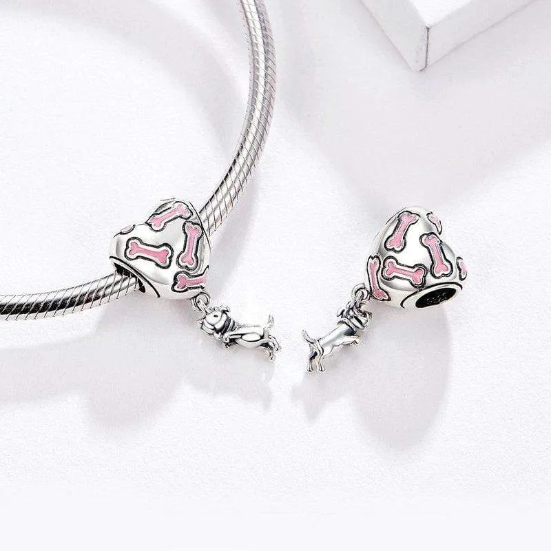 Silver & Pink Puppy Charm
