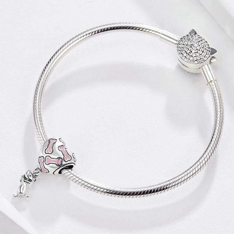 Silver & Pink Puppy Charm