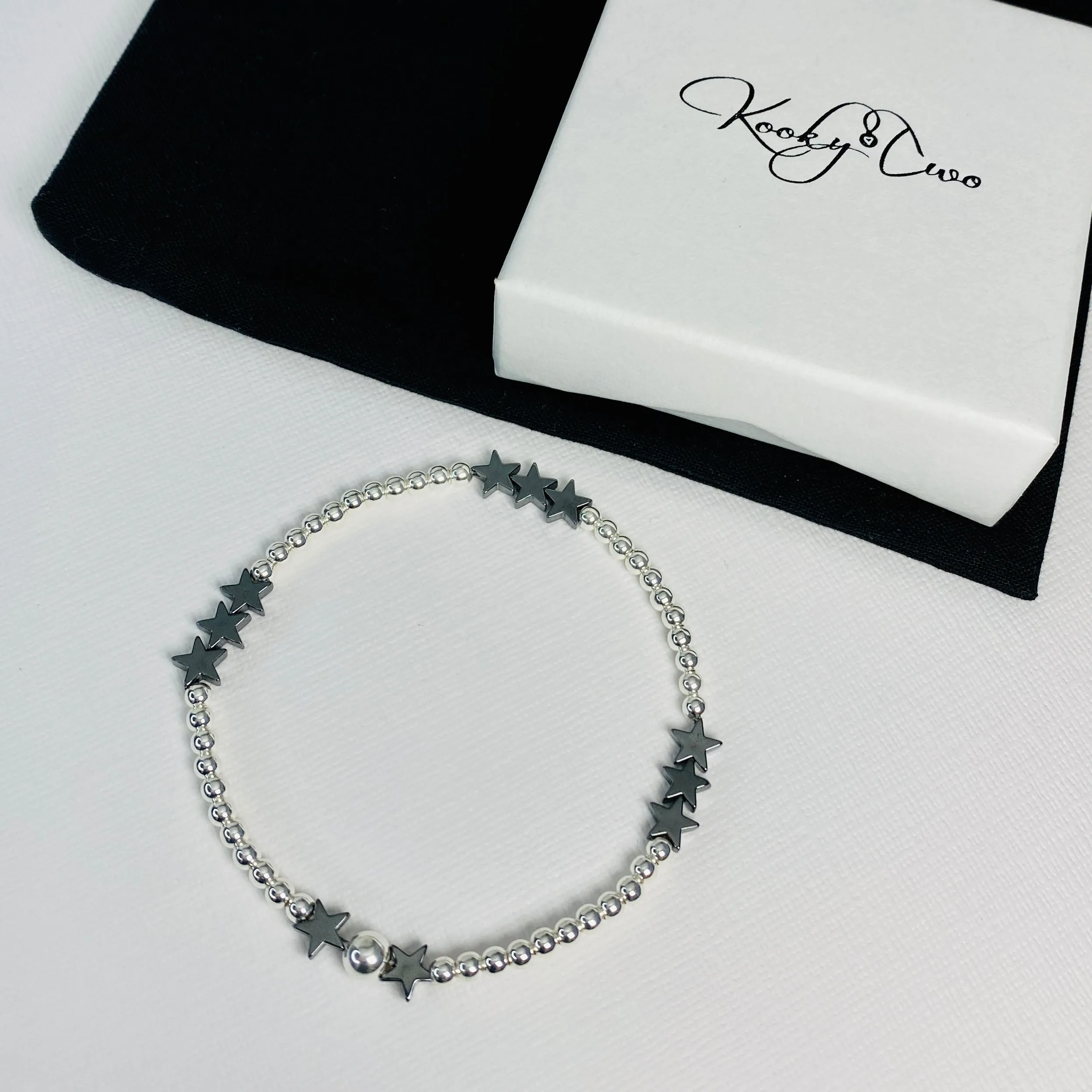 Silver Hematite Star Bead Bracelet