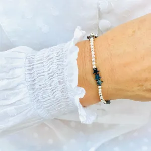 Silver Hematite Star Bead Bracelet