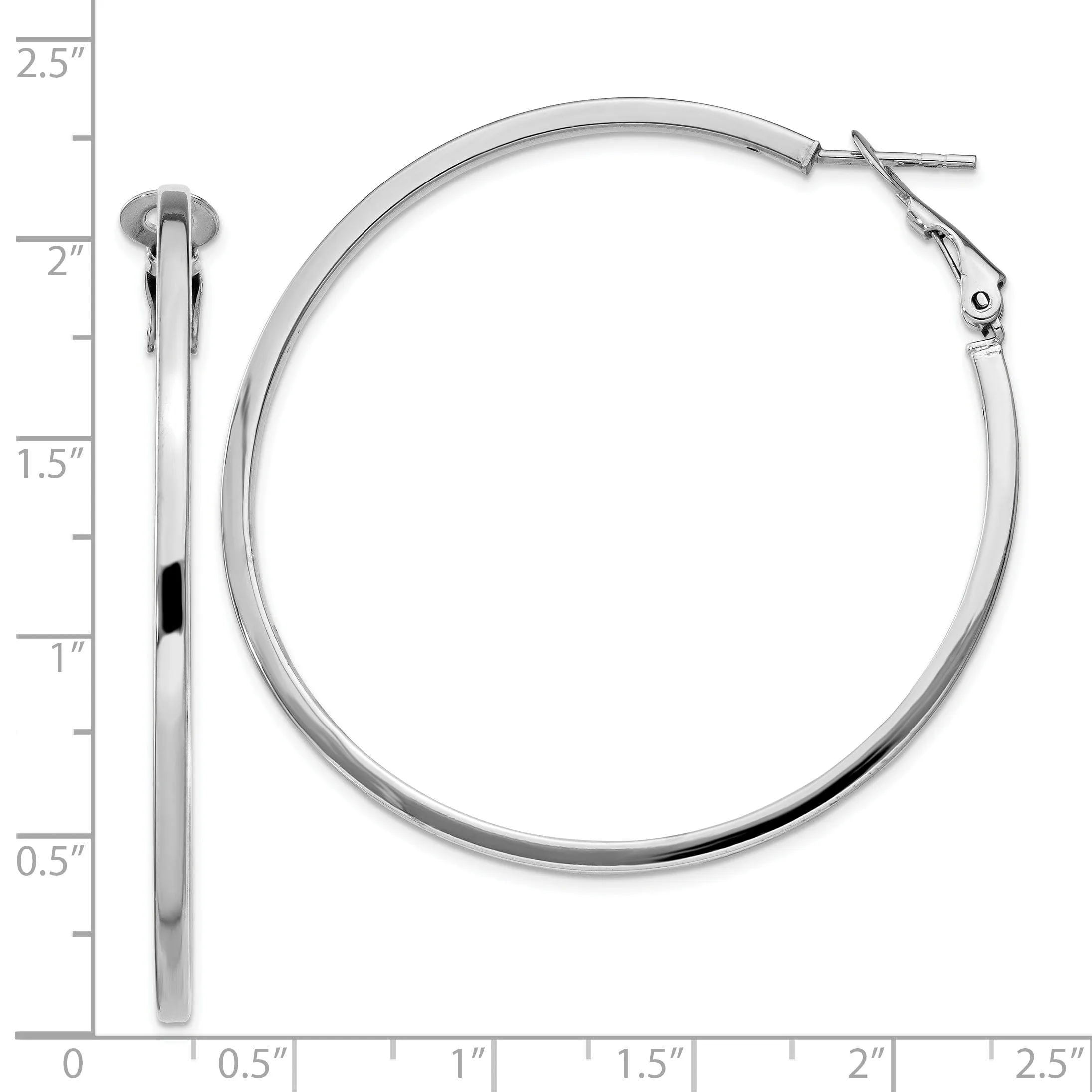 Silver Hollow Omega Clip Back Hoop Earrings