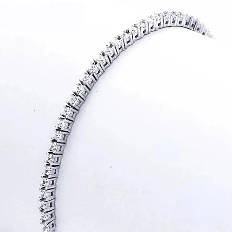 Silver Jewelry 18CM Tennis Bracelet 2mm Zirconia Anniversary Gift Real Sterling Silver Bangle Bracelets