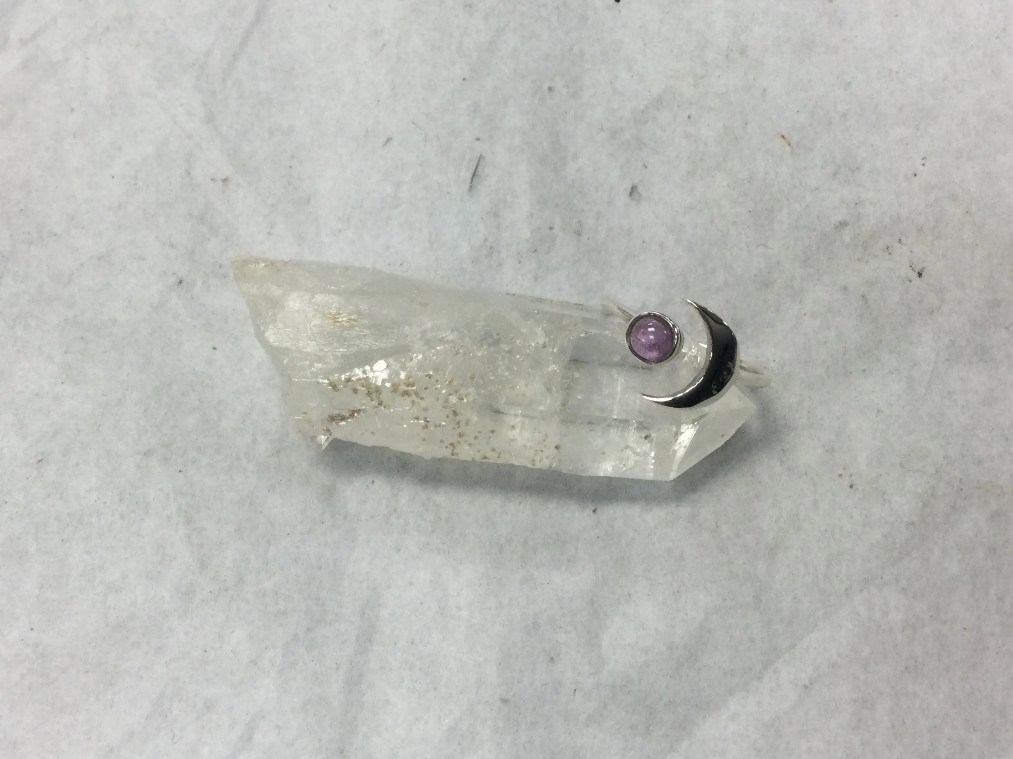 Silver Moon and Gemstone Ring (Various Stones)
