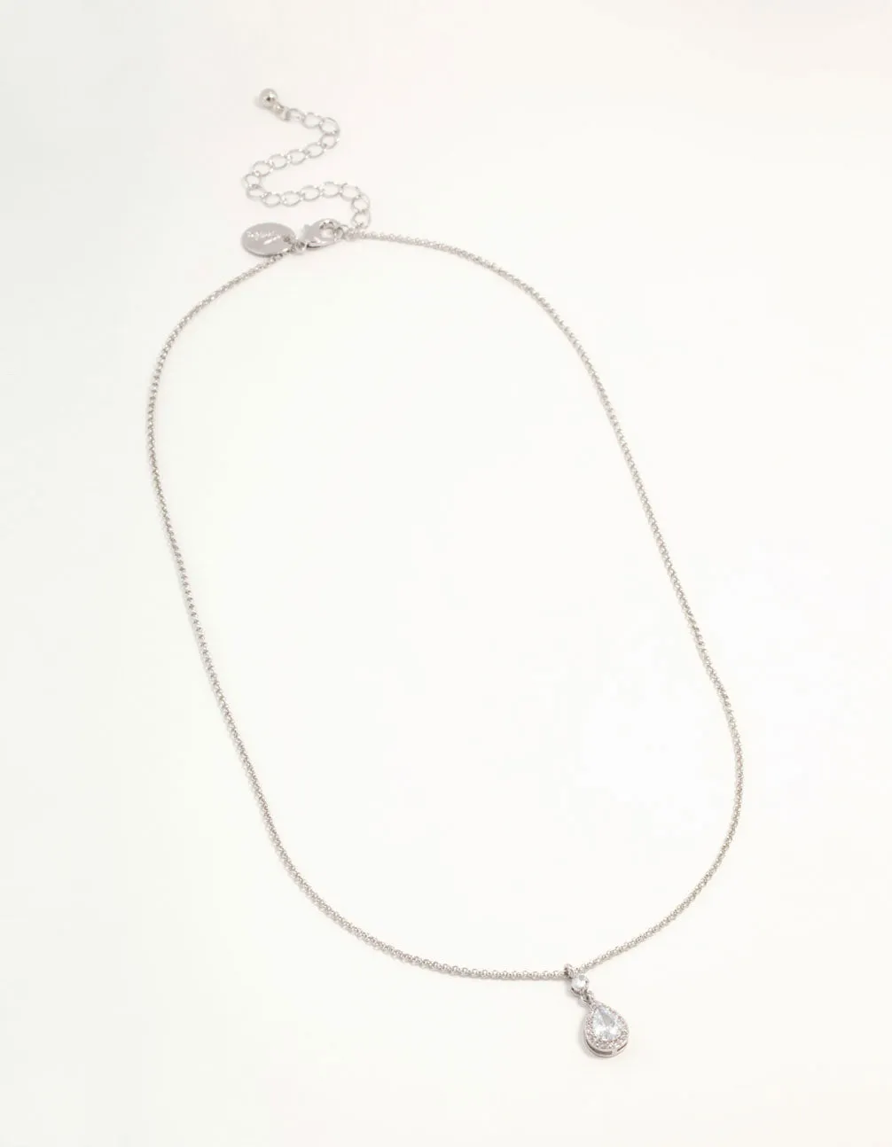 Silver Pear Cubic Zirconia Pendant Necklace